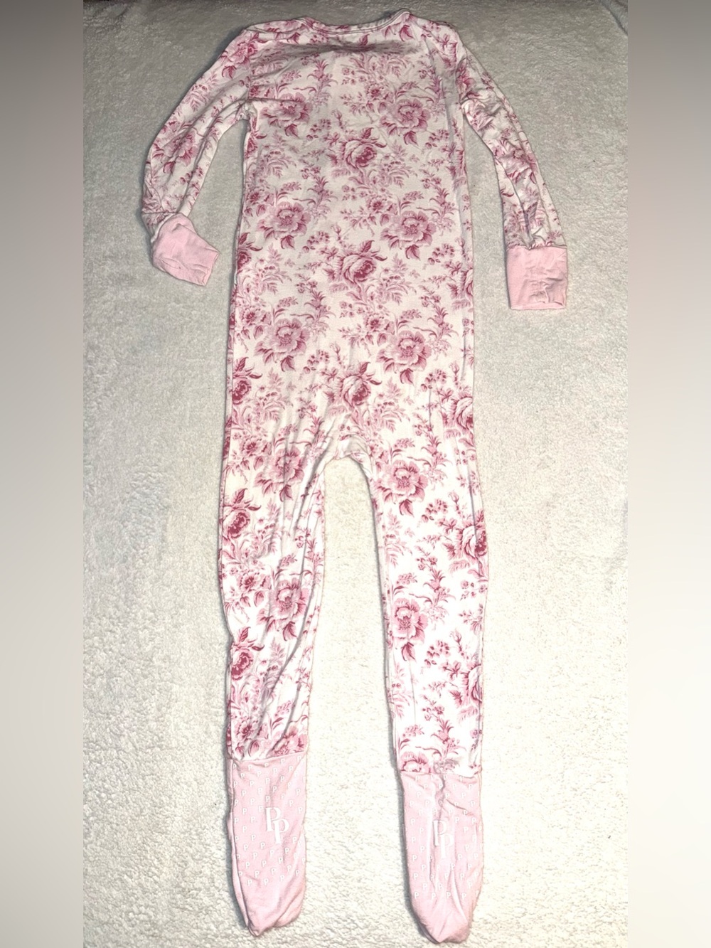 Posh Peanut Girls' Antoinette Convertible One-Piece in a white floral design, 2T - Picture 4 of 5